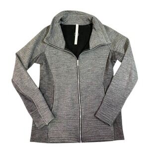 Lululemon Full Zip Jacket Womens 12 Gray Heathered Performance Thumbhole